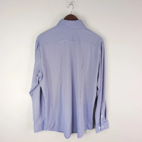 Mizzen + Main Shirt Mens XL Trim Fit Blue Gingham Plaid Spinnaker Collection USA - Picture 3 of 12